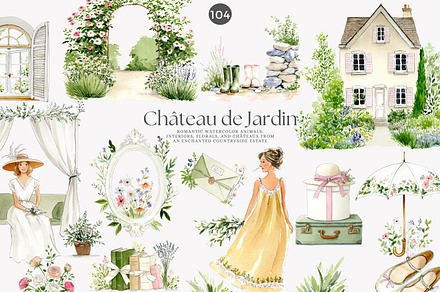 cottagecore graphics chateau decor, a Decorative Illustration by Patishop Art