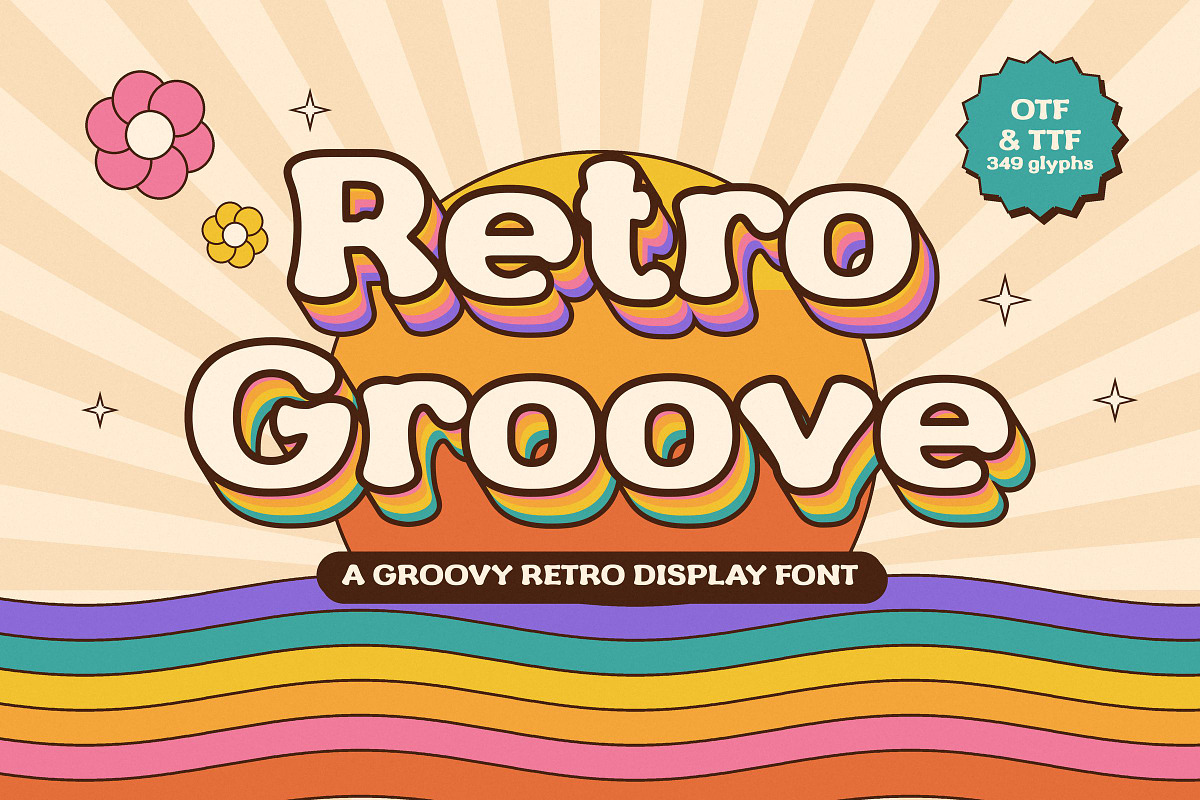 Retro Groove – Groovy Retro Font, a Serif Font by vladocar (Photo 1 of 10)