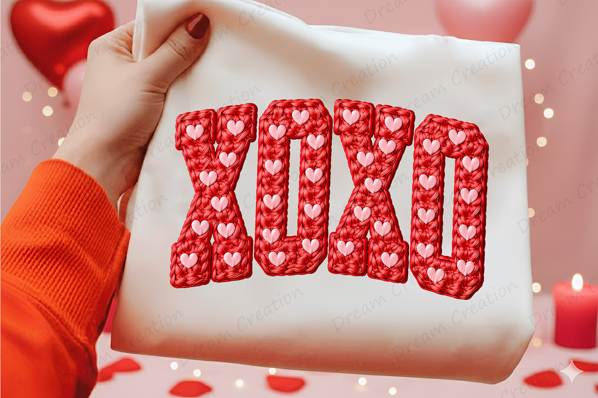 Yarn Crochet XOXO Valentines PNG, an Illustration by Dream Creation (Photo 4 of 4)