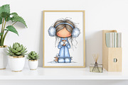 Winter Christmas Cottage Girl, an Illustration by Canvas Craft (Thumbnail 5 of 6)
