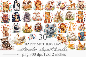 Happy Mother's Day Clipart, Animal, an Illustration by Designking