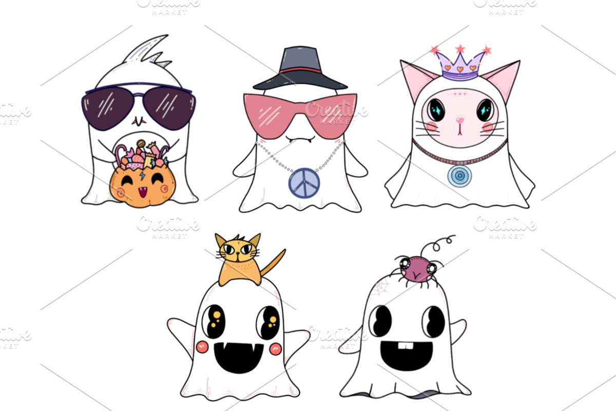 Retro Groovy Baby Ghost, a Seasonal Illustration by Sense Library (Photo 3 of 9)
