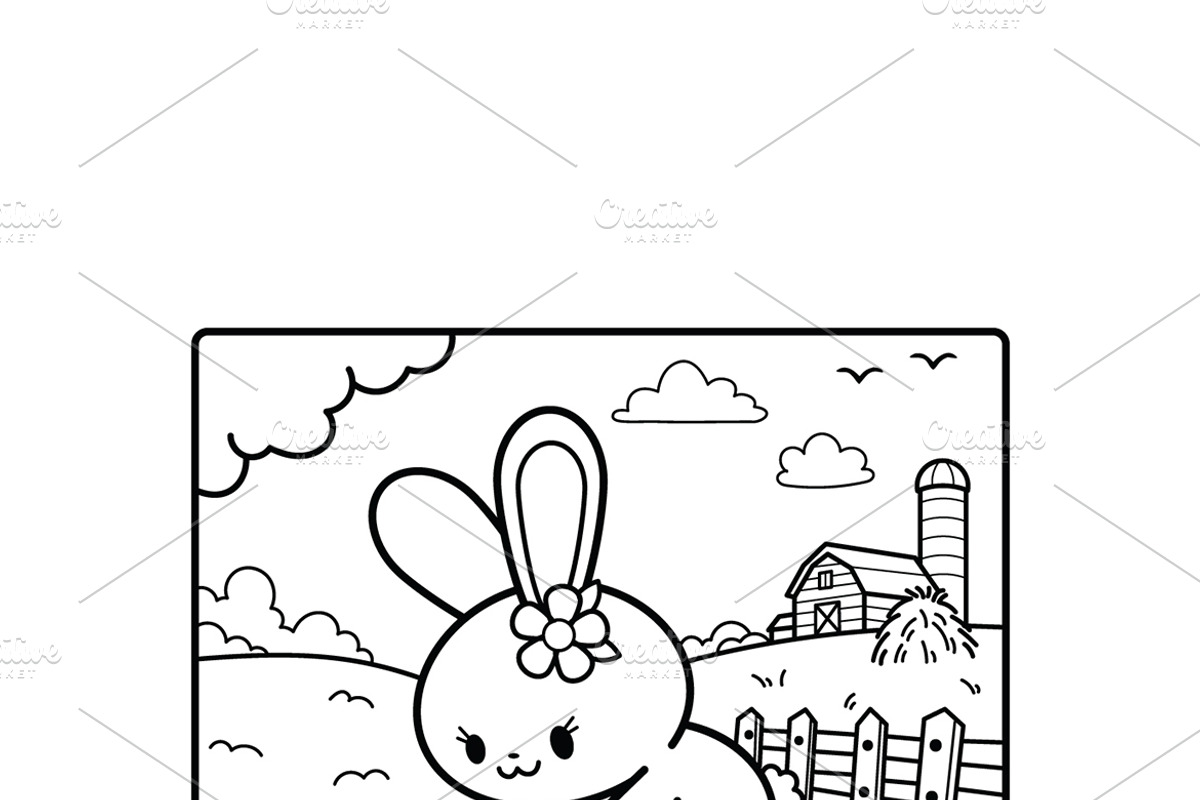 Easter Bunny Coloring Page, a Seasonal Illustration by MISS CHATZ (Photo 2 of 3)