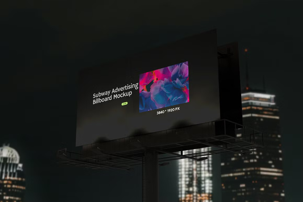 Night Billboard Mockup Template, an Advertising Mockup by GearShift (Photo 3 of 4)