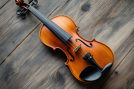Violin on wooden background, an Arts & Entertainment Photo by AlyaAnd