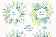 Big green set in watercolor., a Texture Illustration by BrushArtDesigns (Thumbnail 6 of 9)