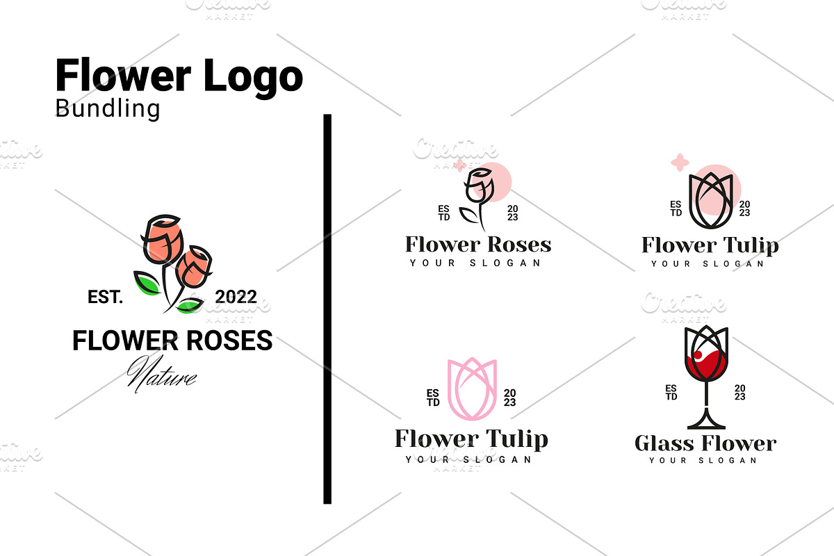 Minimalist Flower Logo Bundle, a Branding & Logo Template by Dyn Studio (Photo 1 of 6)