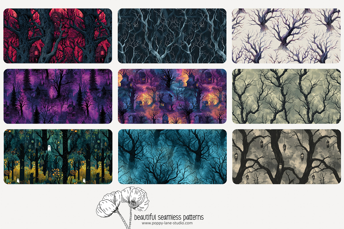70 haunted forest seamless pattern, a Pattern Graphic by Poppy Lane Studio