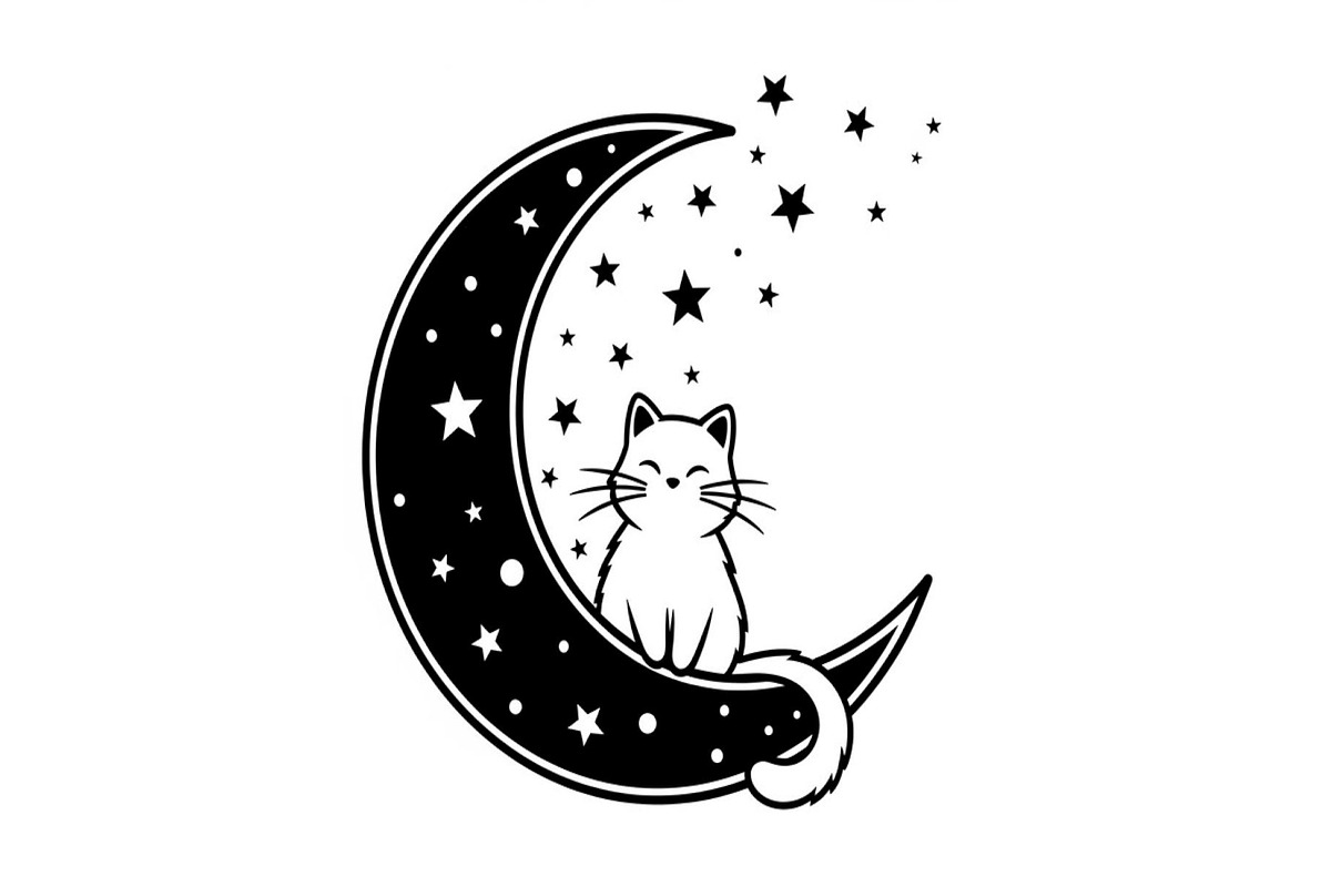 50 Cat Moon Silhouette Vector Bundle, an Illustration by jahid234 (Photo 30 of 51)