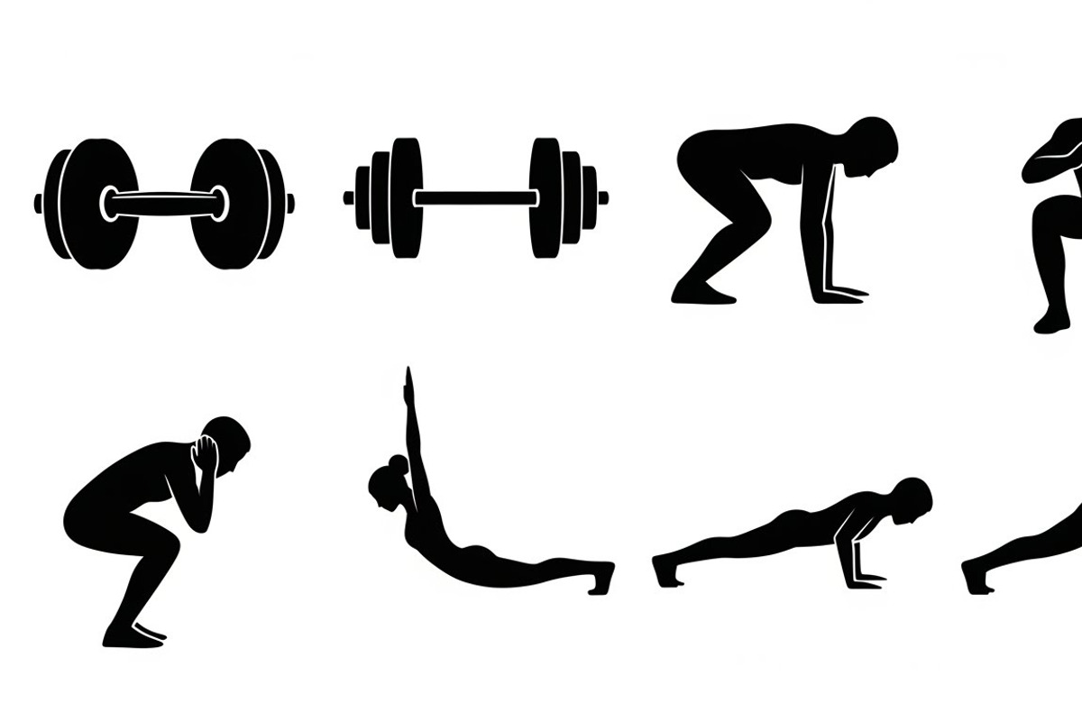 Fitness Workout Silhouette Icon Set, an Illustration by musafir_fashion (Photo 34 of 51)