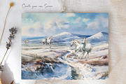Watercolor Grey Horses & Landscapes, an Animal Illustration by Dazzling Art Boutique (Thumbnail 6 of 11)