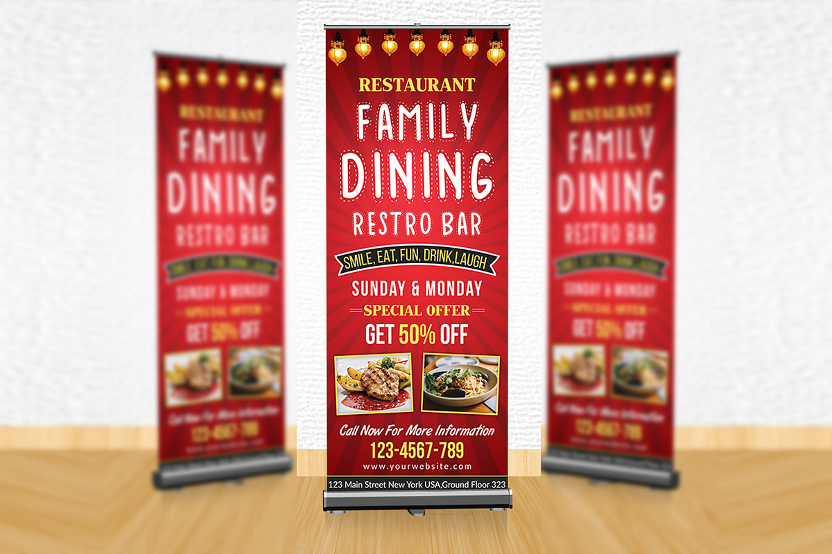 Restaurant Rollup Banner, a Templates & Theme by Creative  designer (Photo 1 of 2)