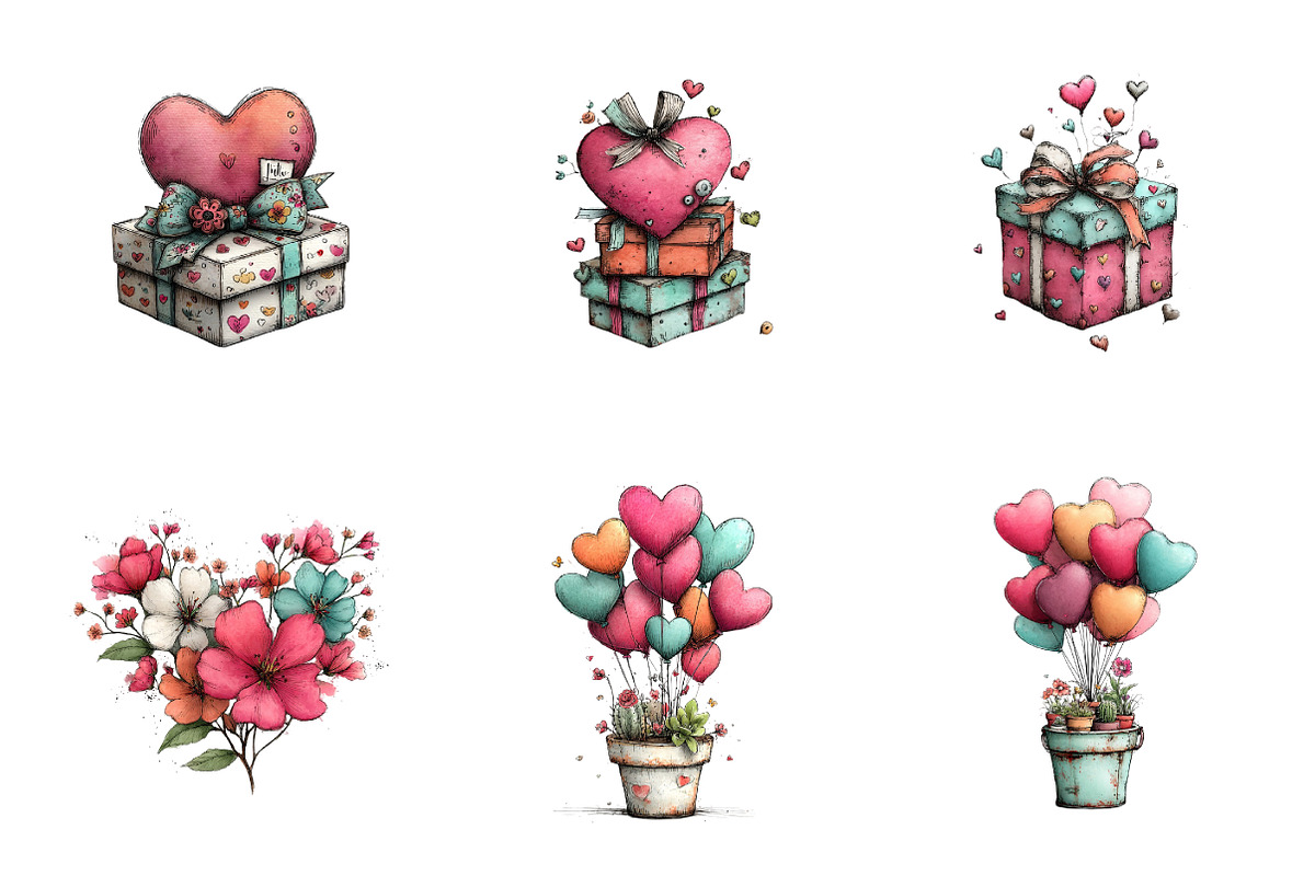 valentines day love clipart, an Illustration by SinaCreation (Photo 5 of 10)