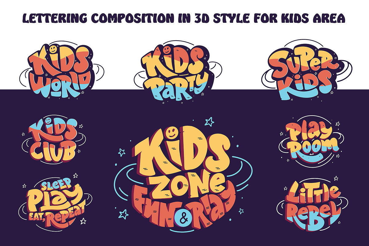 Set of phrases for kids zone, a Decorative Illustration by Lettering_Logo (Photo 3 of 5)