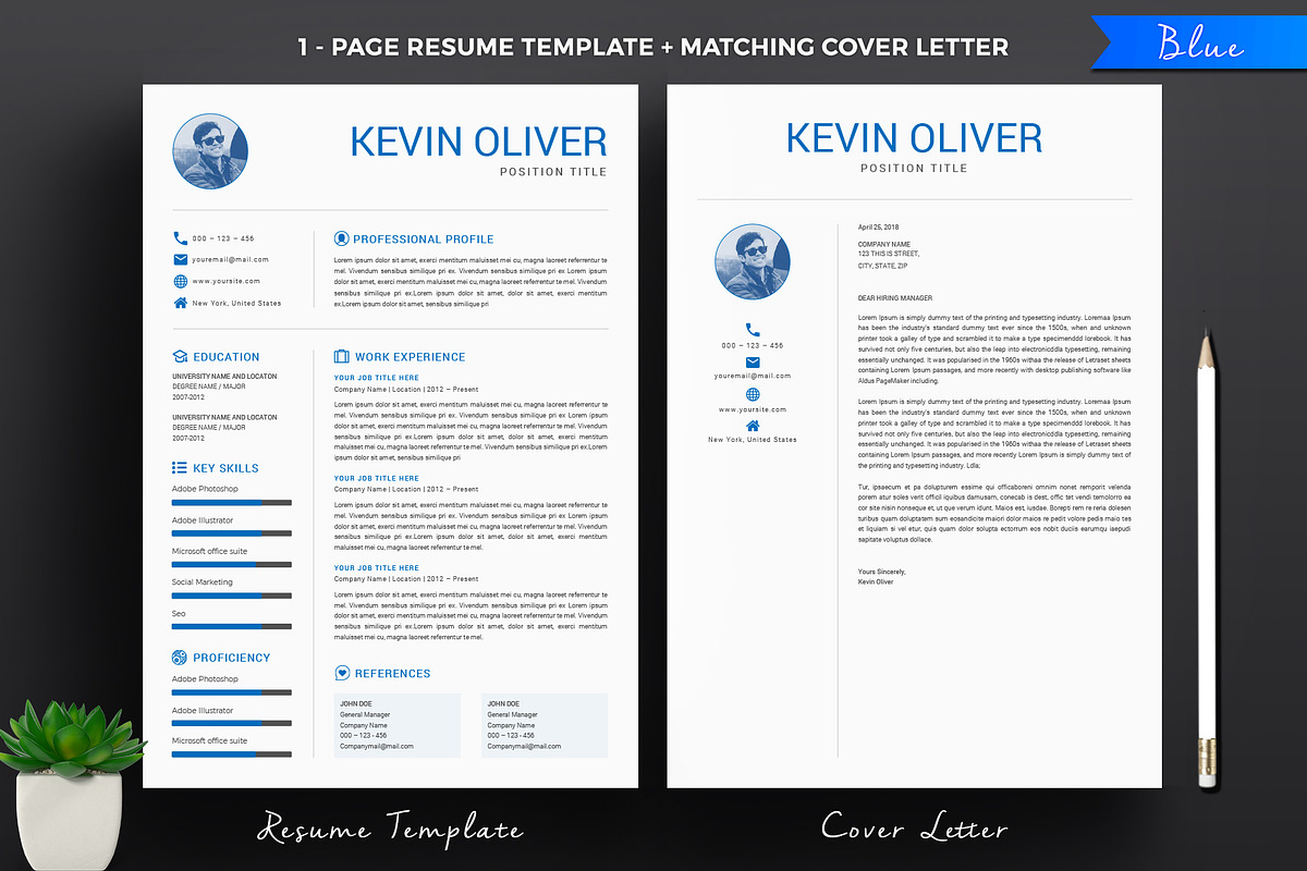 One Page Modern Resume Template, a Resume Template by A1RESUME (Photo 3 of 4)