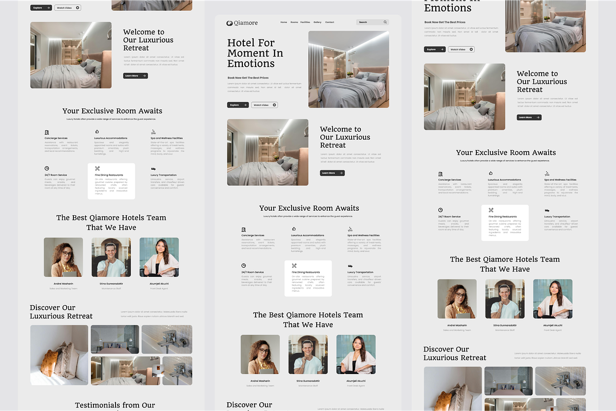 Qiamore - Luxury Hotel Landing Page, a Landing Page Template by SquidPixey (Photo 5 of 5)