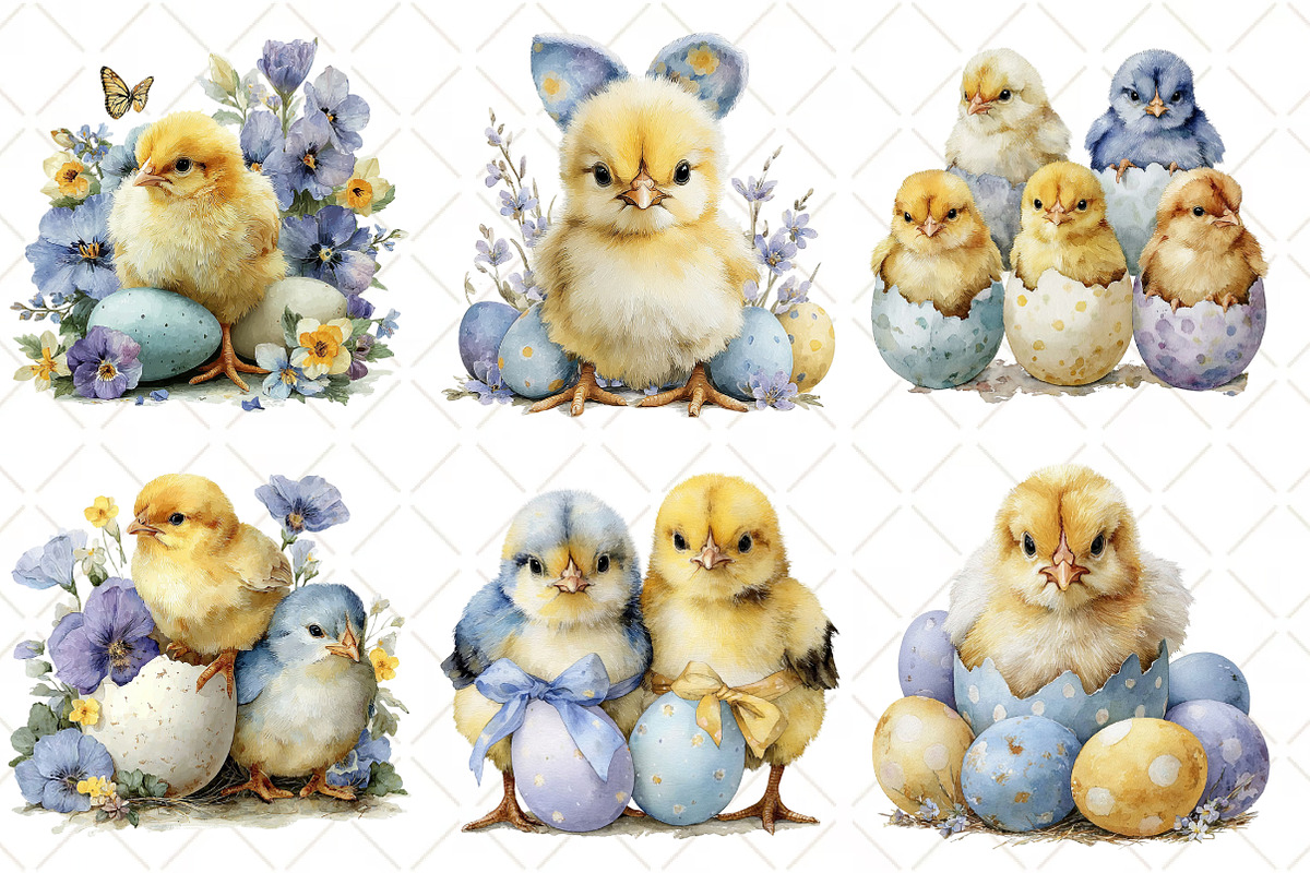 Whimsical Easter Chick Clipart, an Illustration by Black Bird Studio (Photo 3 of 5)