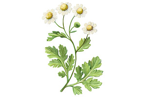 Feverfew Pencil Drawing Isolated