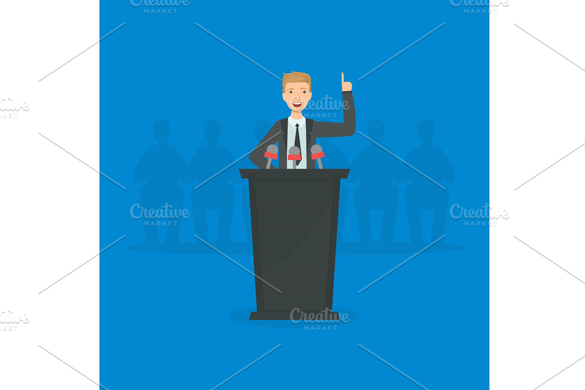 Politician Standing Behind Rostrum, a Person Illustration by TopVectors