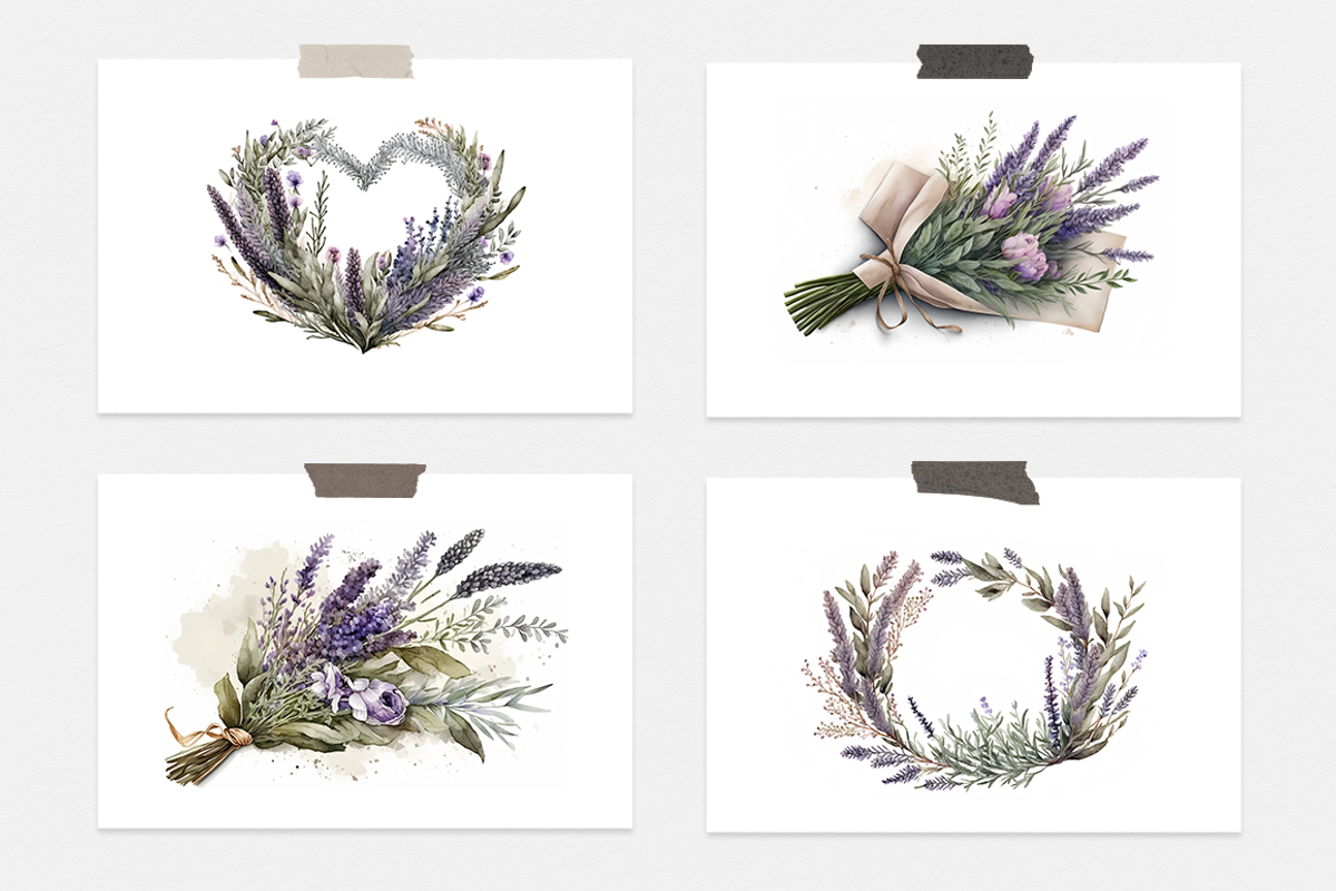 Lavender Watercolor Collection, a Seasonal Illustration by artsy-fartsy (Photo 3 of 12)