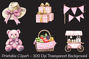 Pink Gingham Summer Clipart, an Illustration by RobertsArt (Thumbnail 3 of 7)