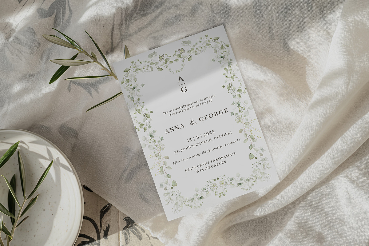 Watercolor Floral Green Ivy Leaf Set, a Decorative Illustration by Veris Studio (Photo 9 of 15)