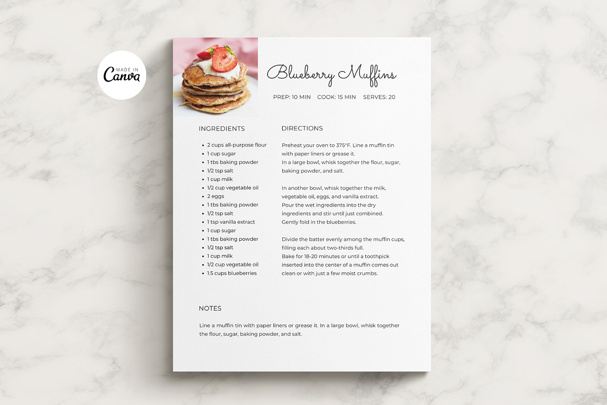 Minimalist Recipe Page Template, a Card Template by OrganizationOasisRo (Photo 1 of 10)