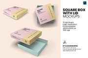 Square Box with Lid Mockups 10 Views, a Packaging Mockup by Illusiongraphic (Thumbnail 1 of 21)