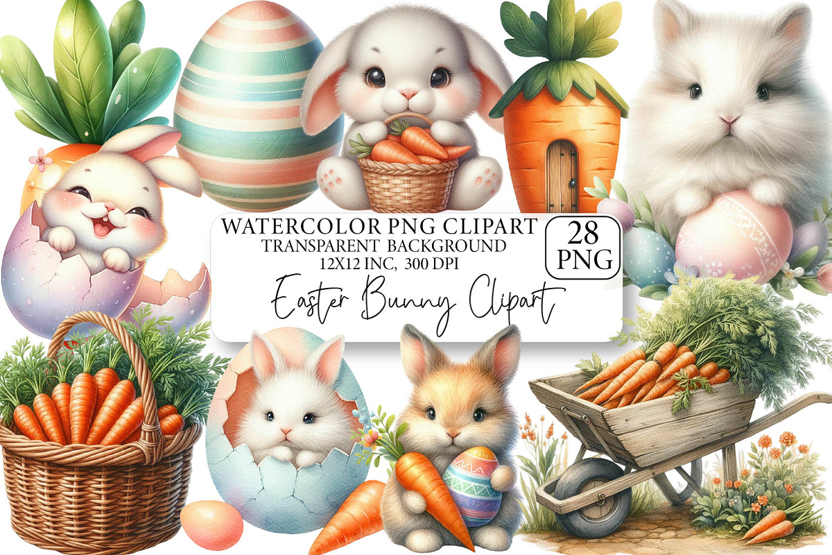 Easter Bunny Clipart, an Illustration by DreamPrint404 (Photo 1 of 6)