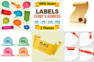 Speech Bubbles, Stamps, Origami, a Decorative Illustration by TAlex