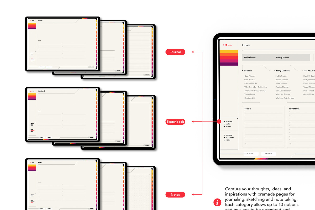Life+ Supr Undated Digital Planner, a Presentation Template by Bichin (Photo 7 of 9)