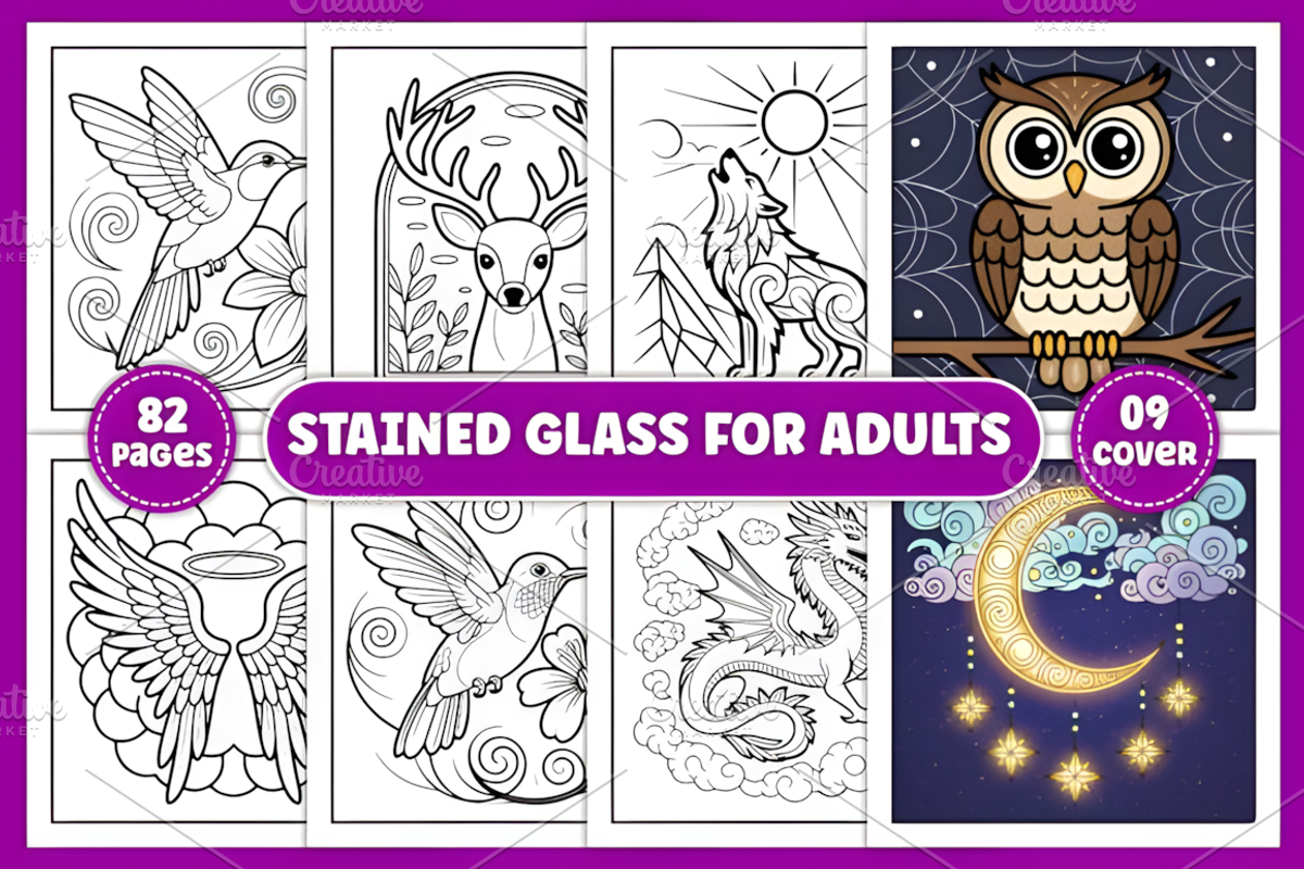 Stained Glass Coloring Page, a Decorative Illustration by Coco Bloom (Photo 1 of 4)