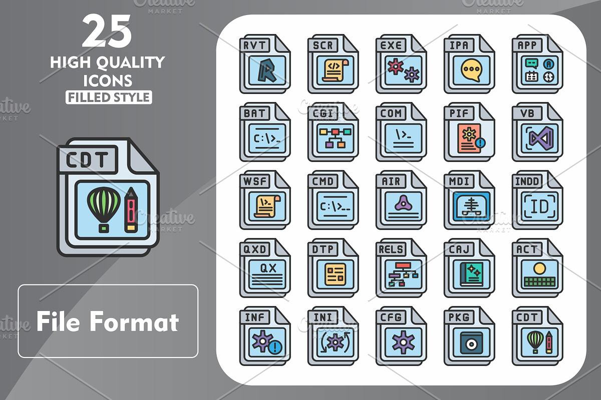File Format Line Filled Icons, an Icon by Pexelpy