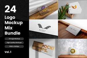 24 Logo Mockup Mix Bundle