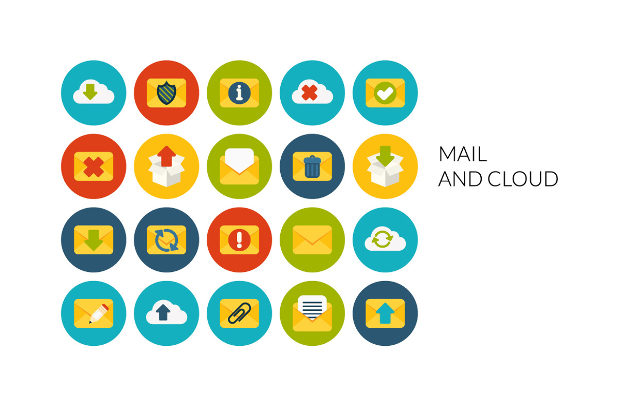 Flat icons set - Mail and Cloud
