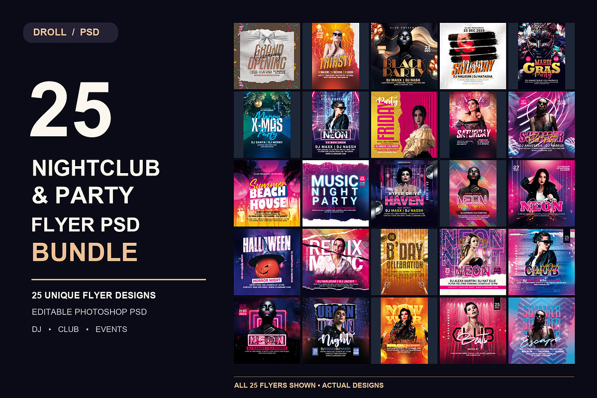 25 Nightclub Party Flyer PSD Bundle, a Flyer Template by Flyer Arts (Photo 1 of 29)