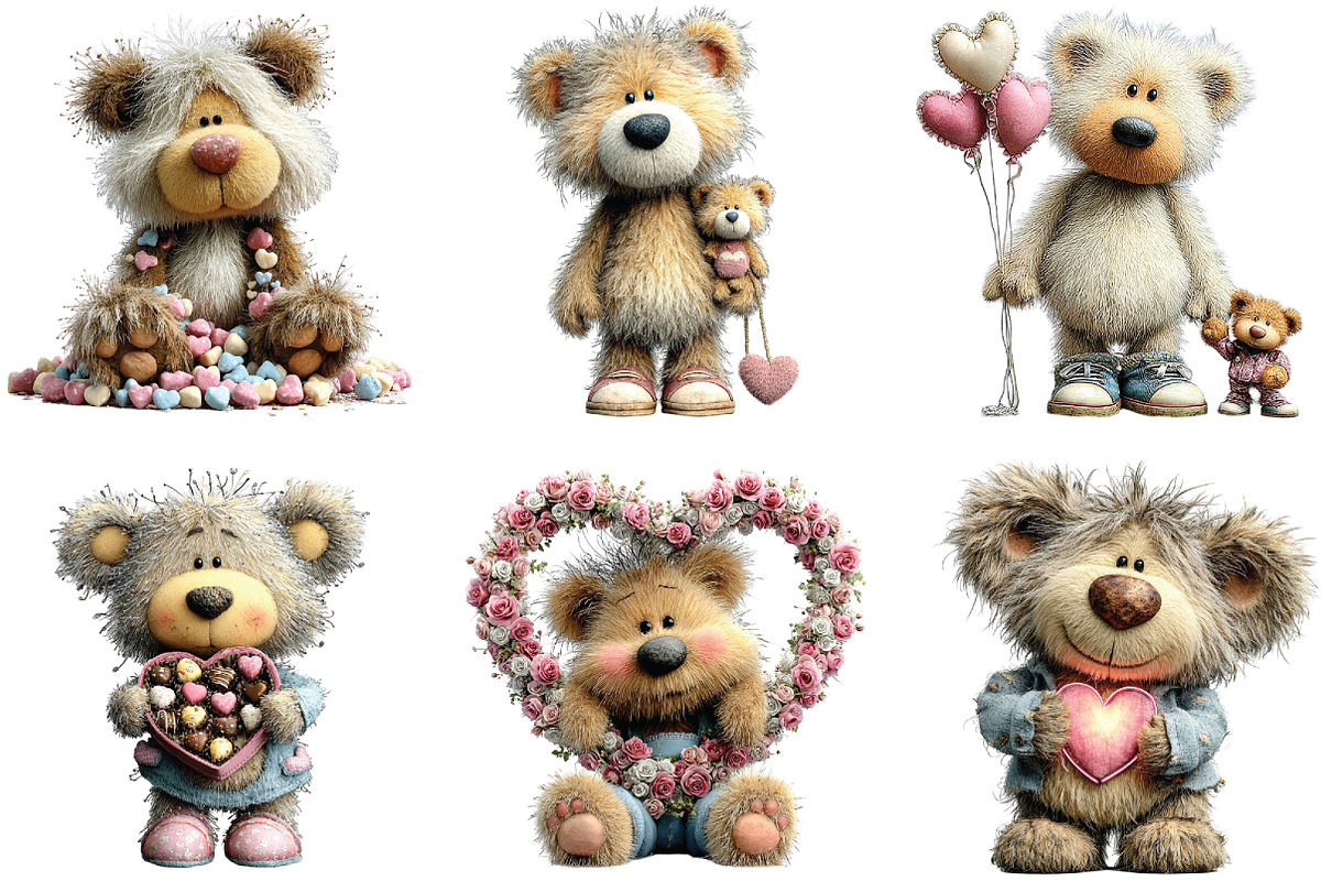 Whimsical Valentine Teddy Bear PNG, an Illustration by CraftArtStudio (Photo 5 of 6)