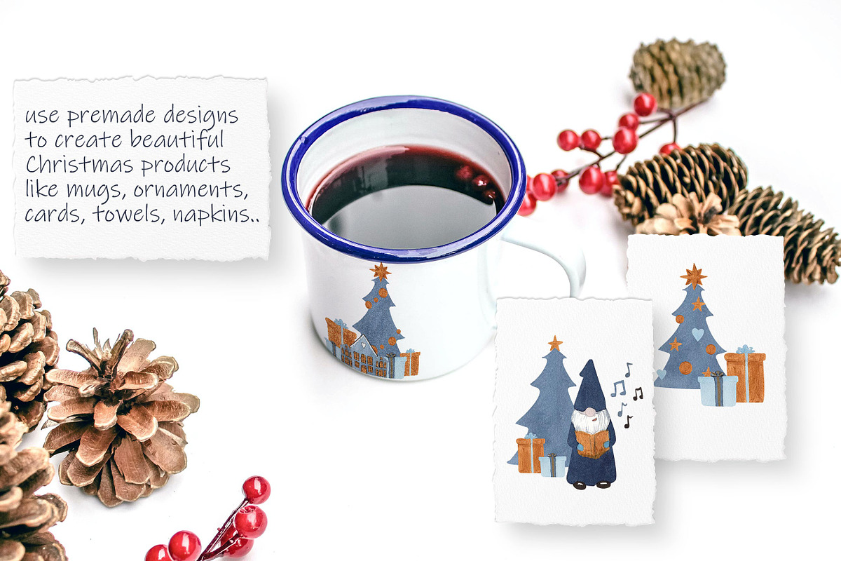 Navy & Gold Hygge Christmas Gnomes, an Illustration by Catch the Dream Art (Photo 2 of 8)