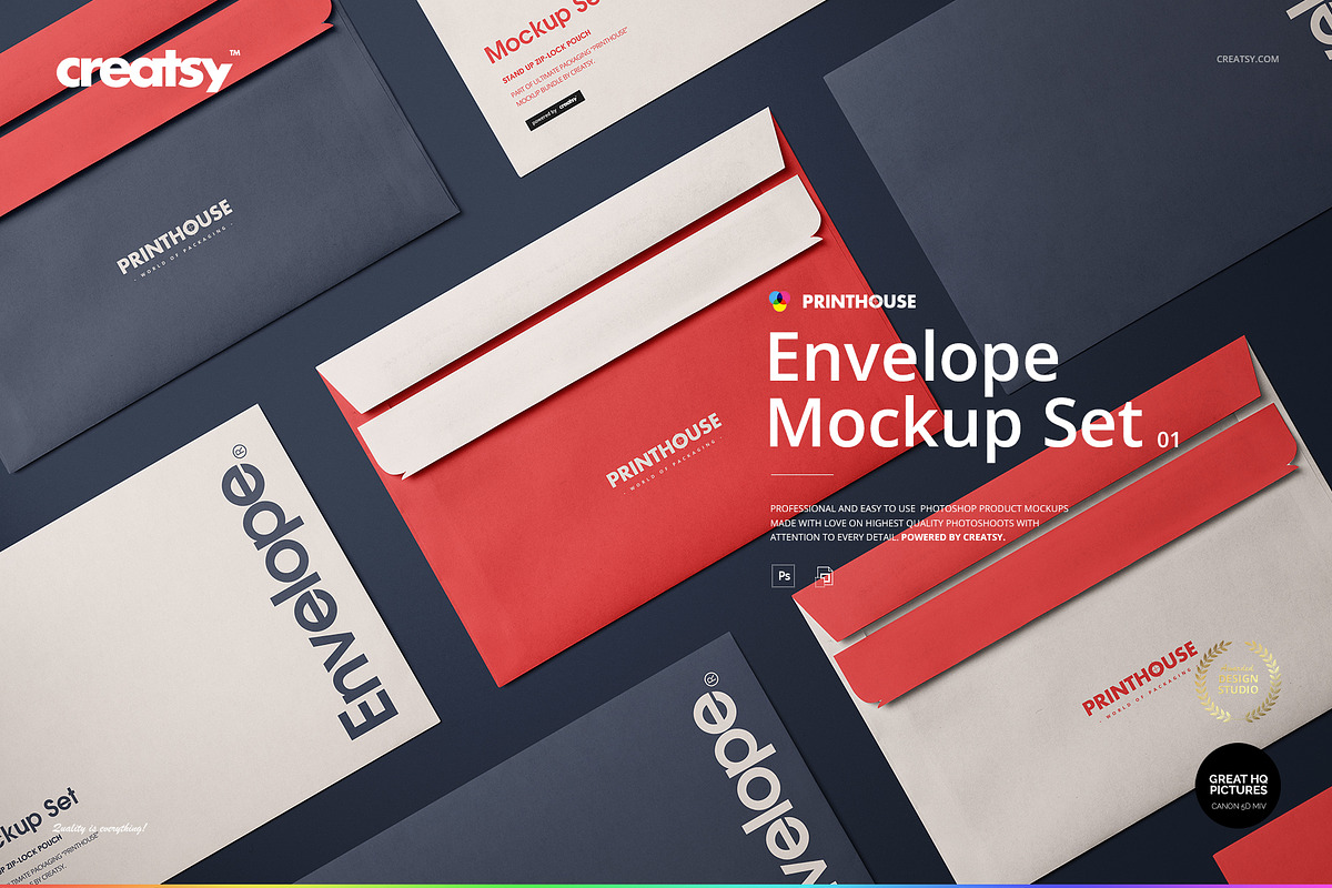 Envelope Mockup Set 01, a Household Mockup by creatsy5 (Photo 1 of 9)