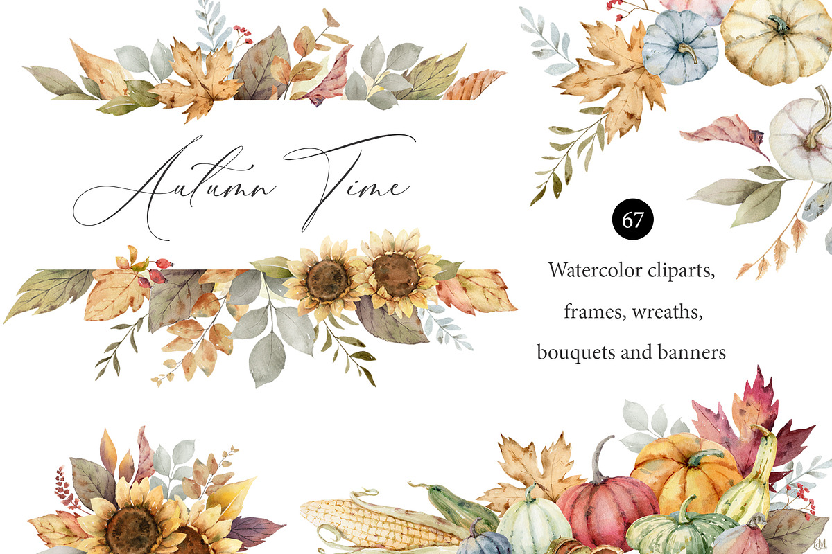 Autumn Time. Watercolor collection., a Decorative Illustration by Elena Medvedeva (Photo 1 of 11)