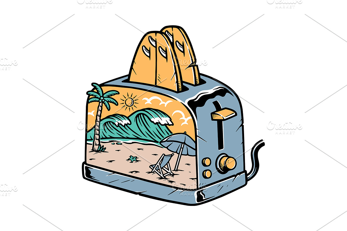 view of the beach in the toaster, an Object Illustration by gunaonedesign (Photo 1 of 4)