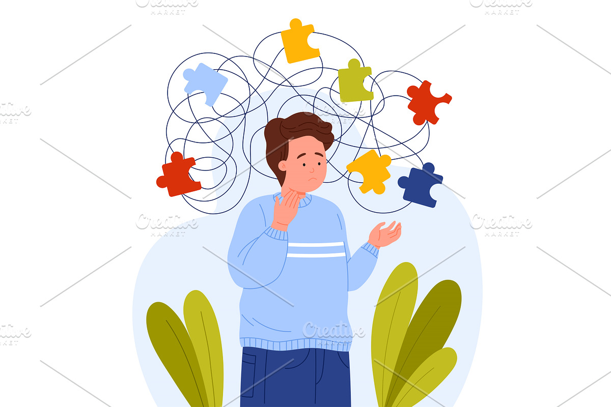 ADHD and Asperger concept in, a Person Illustration by Flashvector
