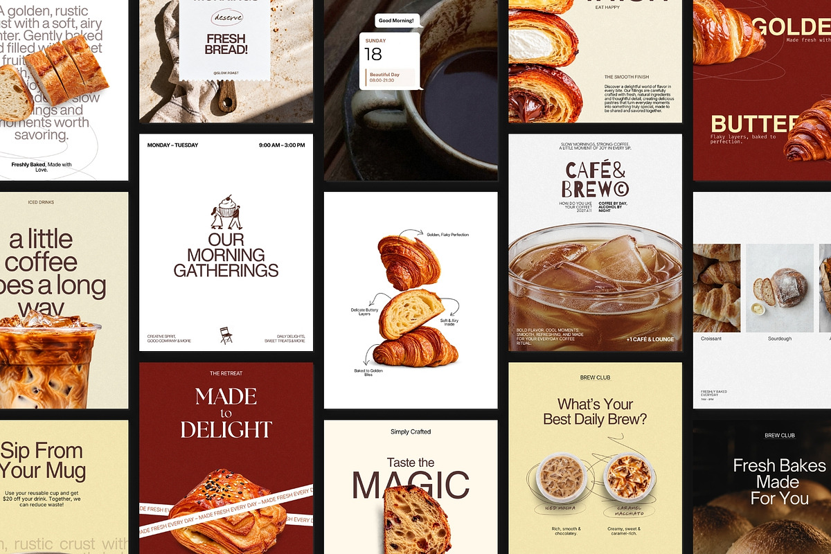 BREW | Cafe Social Media Kit (I), a Social Media Template by Prapti Design (Photo 2 of 10)