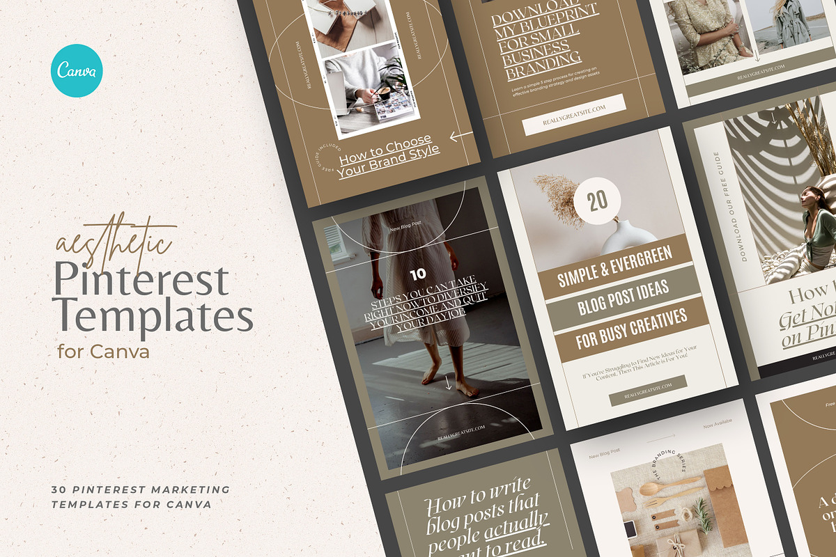 CANVA Aesthetic Pinterest Templates, a Social Media Template by AndrewPixel (Photo 1 of 10)