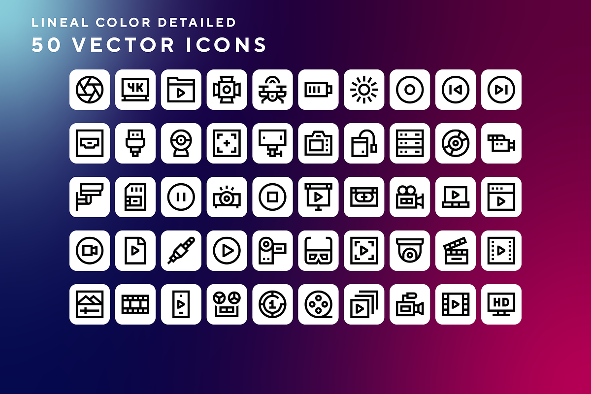 Video icons, an Outline Icon by Wencory (Photo 1 of 2)