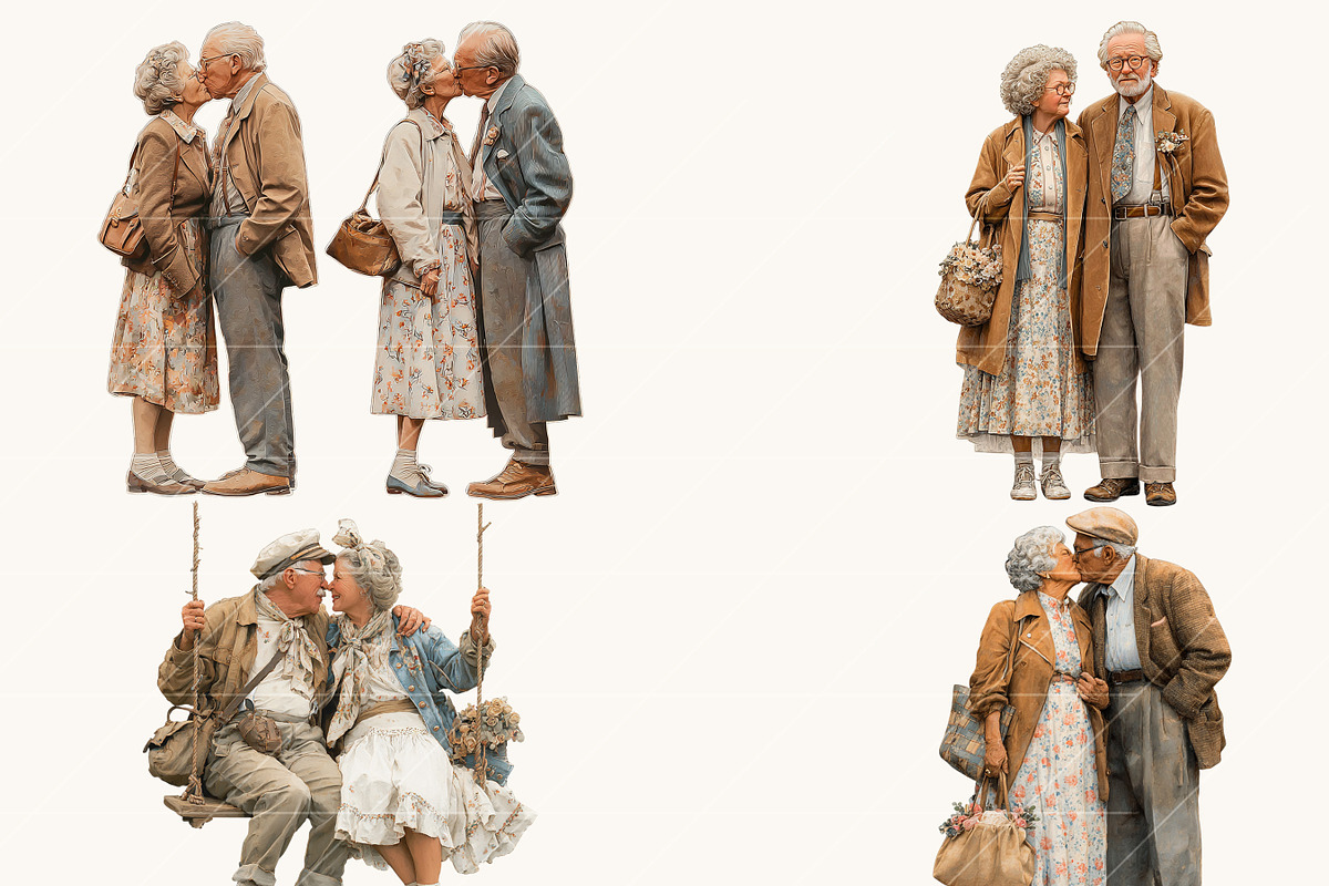Elderly Couple Clipart Bundle, a Person Illustration by BusyDaydesign (Photo 5 of 9)
