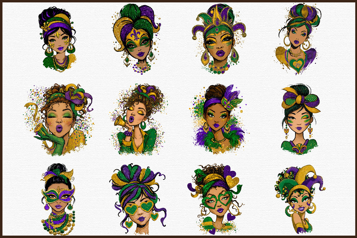Mardi Gras Mama Messy Bun Png, an Illustration by Sublimation Artist (Photo 3 of 6)