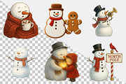Christmas Snowman Clipart Bundle., an Illustration by SVGArt (Thumbnail 5 of 8)