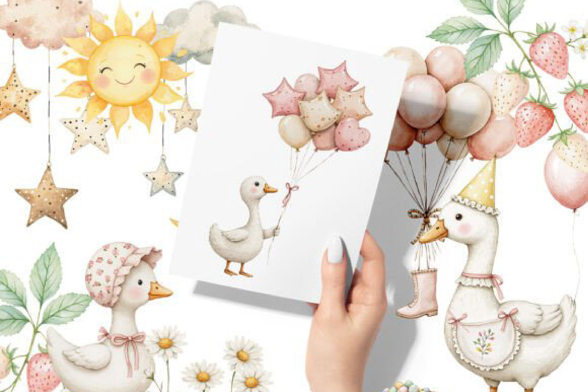 Baby White Goose Birthday Png, an Illustration by JackArt (Photo 5 of 6)