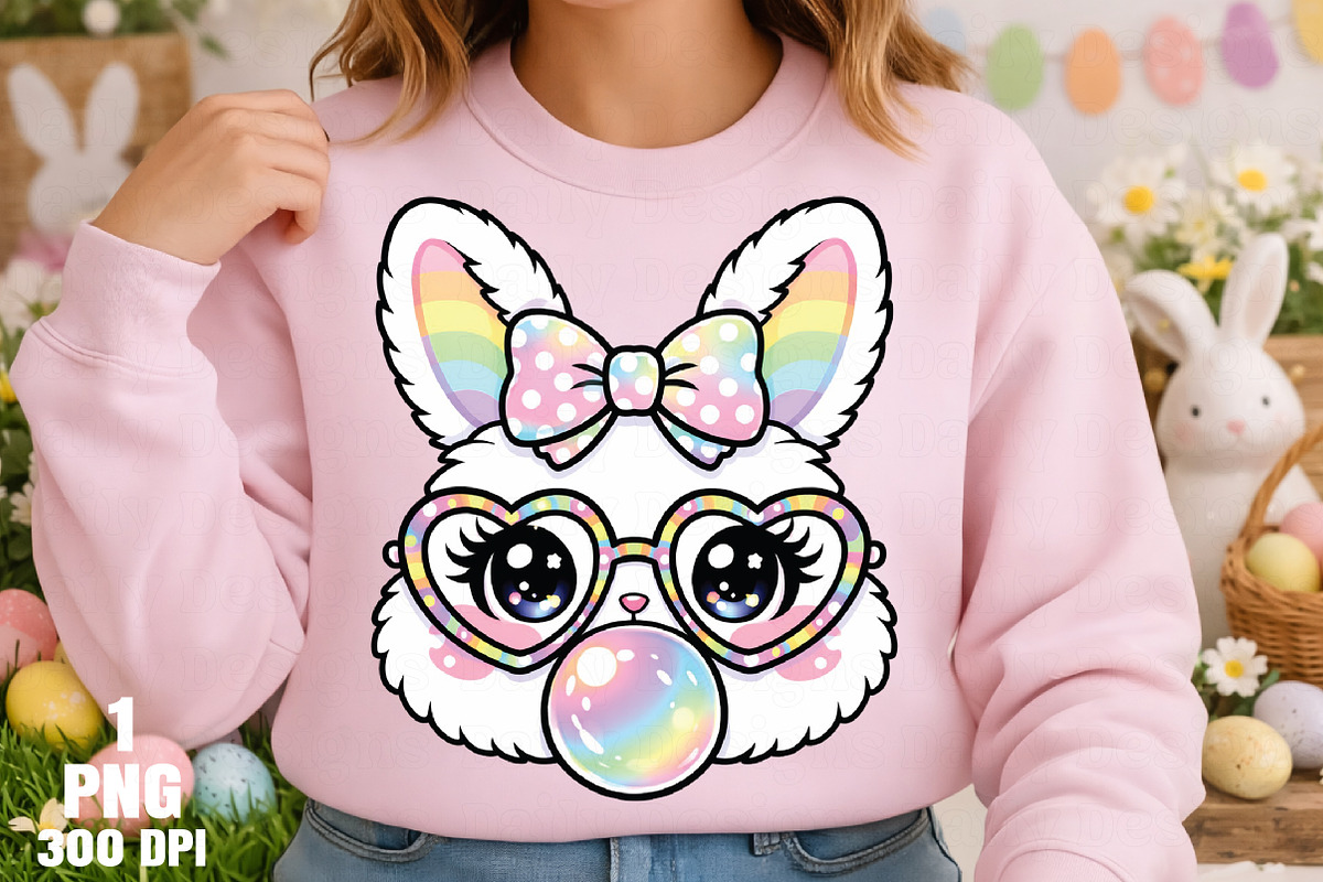 Easter Rabbit with Bubblegum PNG, an Illustration by Daily.Designs (Photo 2 of 5)